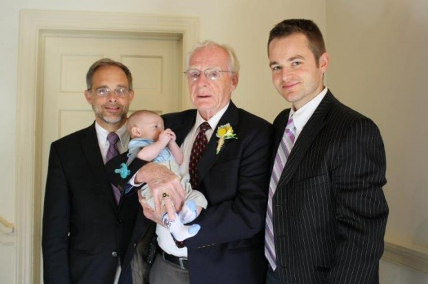 Caleb Wilde with four generations of his family (and funeral directors).